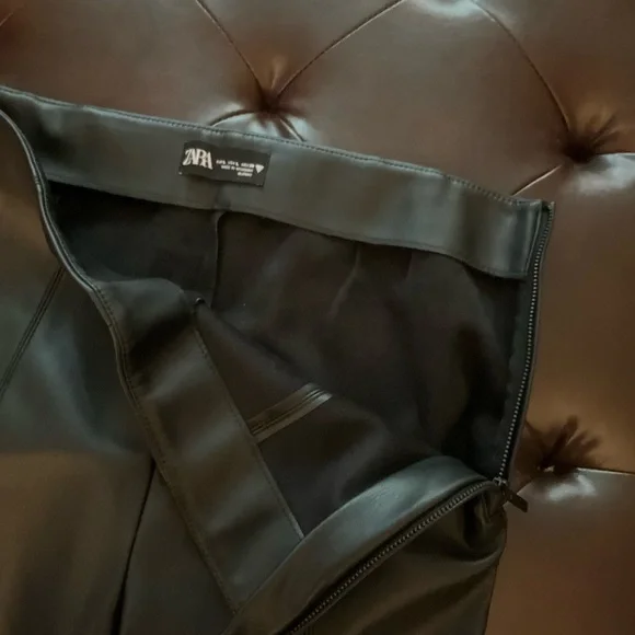 (Lori) Zara Black Faux Leather-Style Trousers - Picture 6 of 10